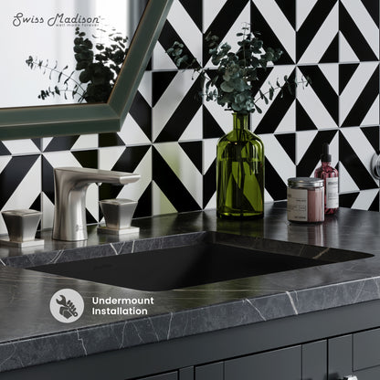 Swiss Madison, Plaisir 18.5" Rectangle Undermount Bathroom Sink in Matte Black