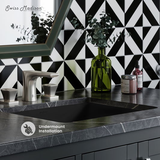 Swiss Madison, Plaisir 18.5" Rectangle Undermount Bathroom Sink in Matte Black