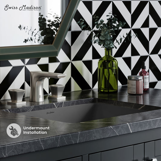 Swiss Madison, Plaisir 18.5" Rectangular Ceramic Undermount Bathroom Sink in Matte Gray