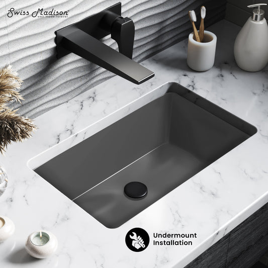 Swiss Madison, Voltaire 21" Rectangular Ceramic Undermount Bathroom Sink in Matte Gray