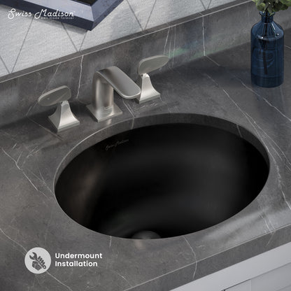 Swiss Madison, Plaisir 16.5" Ceramic Undermount Bathroom Sink in Matte Black