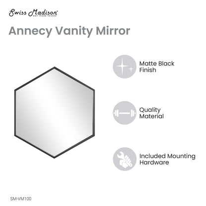 Swiss Madison, Annecy 19" Vanity Mirror in Phantom Black