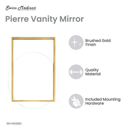 Swiss Madison, Pierre 35.5" Vanity Mirror in Brushed Gold