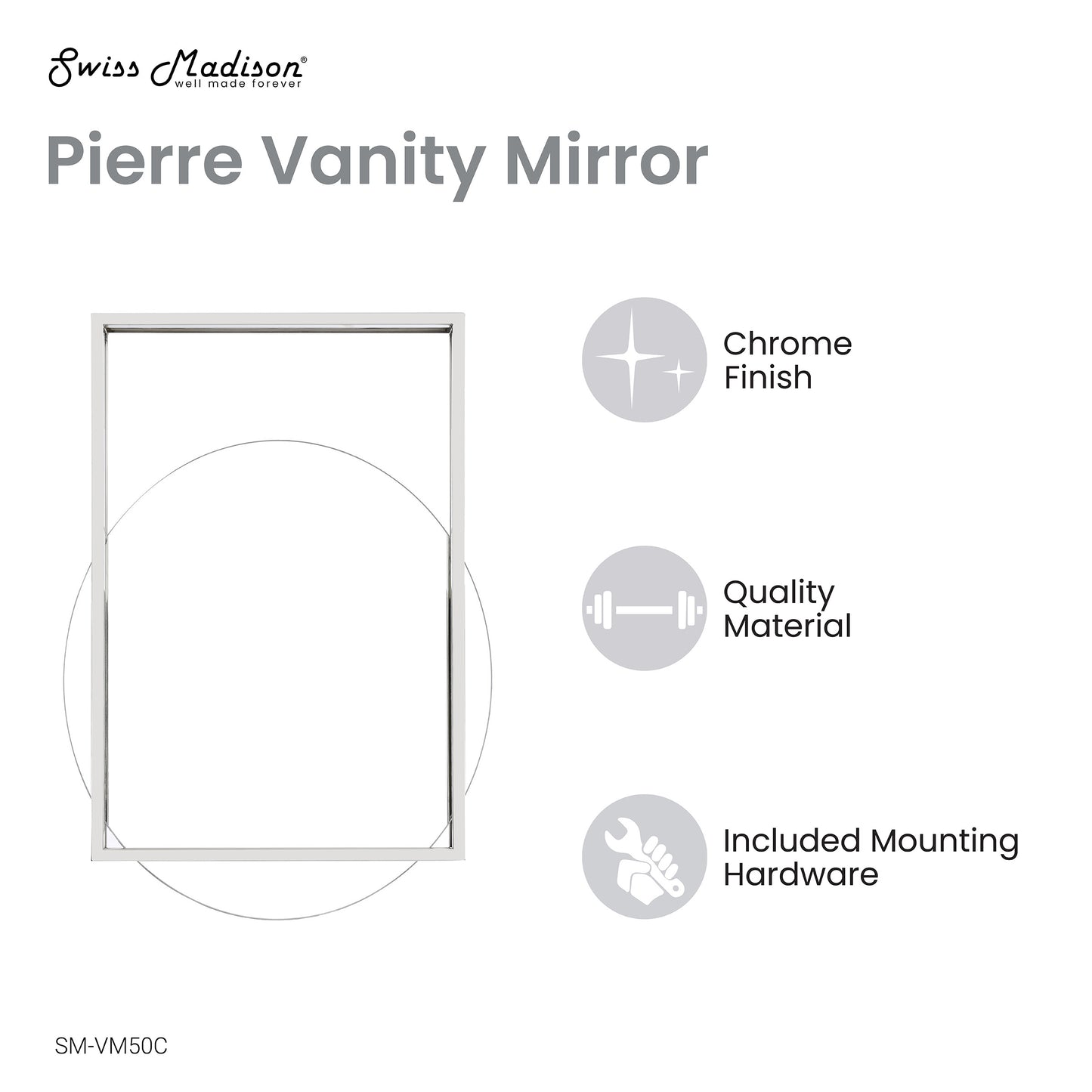 Swiss Madison Pierre 35.5-inch bathroom vanity in Chrome — view 3