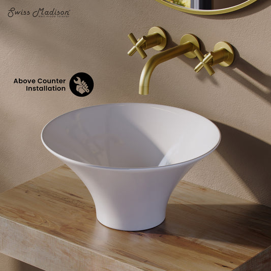 Swiss Madison, Ivy 16.5" Round Vessel Sink in Glossy White