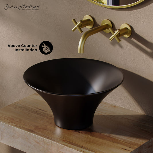 Swiss Madison, Ivy 16.5" Round Vessel Sink in Matte Black