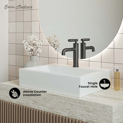 Swiss Madison, Claire 20 Rectangle Ceramic Vessel Sink, Matte White