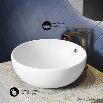 Swiss Madison, Sublime Round Vessel Sink in Matte White
