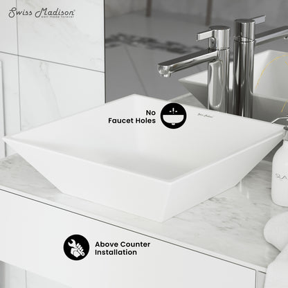 Swiss Madison, St. Tropez Square Ceramic Vessel Sink