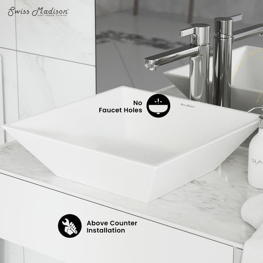 Swiss Madison, St. Tropez Square Ceramic Vessel Sink