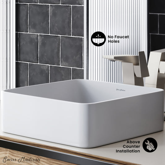 Swiss Madison, Concorde Ceramic Square Vessel Sink