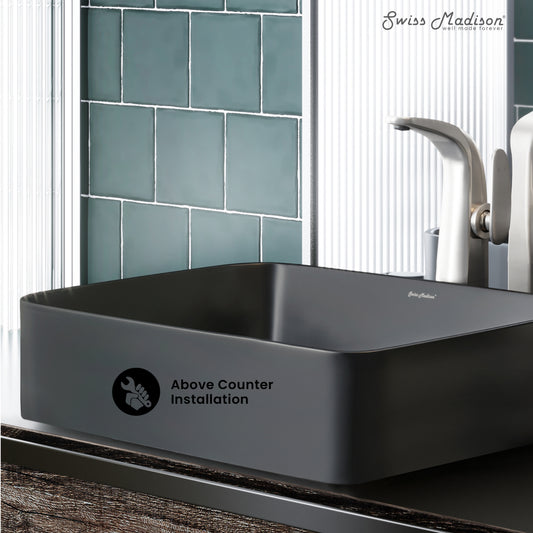 Swiss Madison Matte Black vessel bathroom vanity