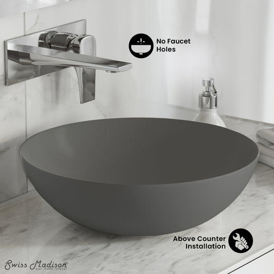Swiss Madison, Classe 16 Color Ceramic Sink in Matte Grey