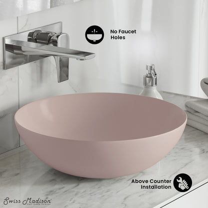 Swiss Madison, Classe 16 Color Ceramic Sink in Matte Pink
