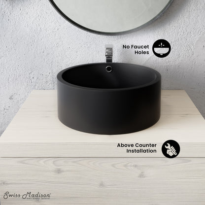 Swiss Madison, Monaco 16.5” Round Vessel Sink in Matte Black
