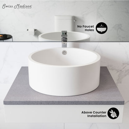 Swiss Madison, Monaco Round Ceramic Bathroom Vessel Sink in White