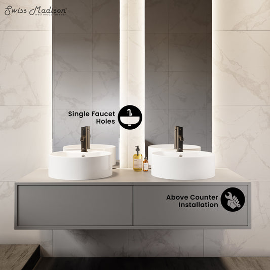 Swiss Madison, Monaco Round Vessel Sink with Faucet Mount