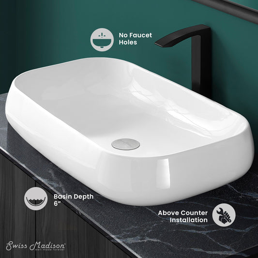 Swiss Madison, Chateau 28 Rectangle Ceramic Vessel Sink
