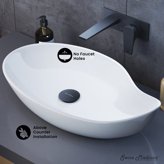 Swiss Madison, Daxton Glossy White Ceramic Specialty Vessel Sink 25.5 in