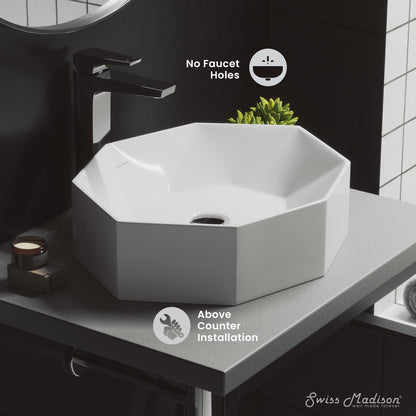 Swiss Madison Brusque Glossy White 19.25-inch vessel bathroom vanity