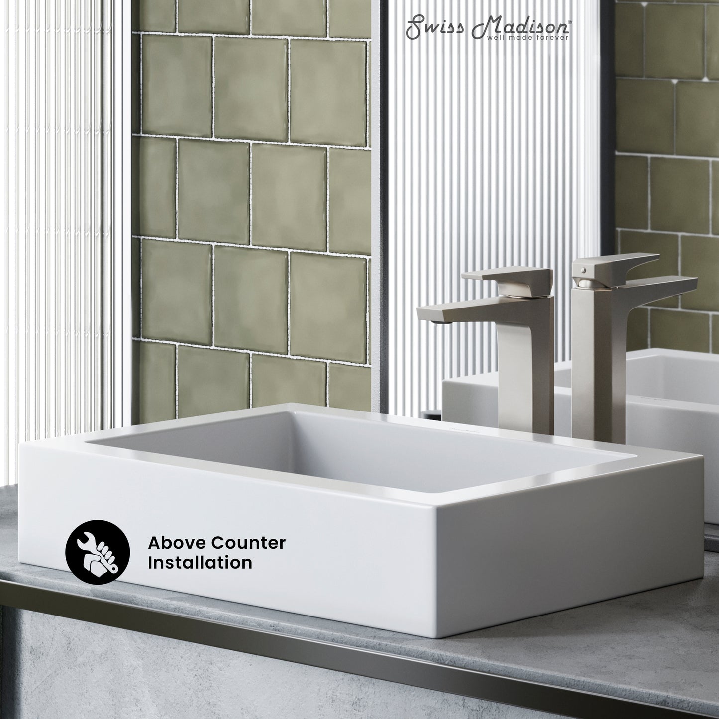 Swiss Madison, Voltaire Ceramic Rectangle Vessel Sink
