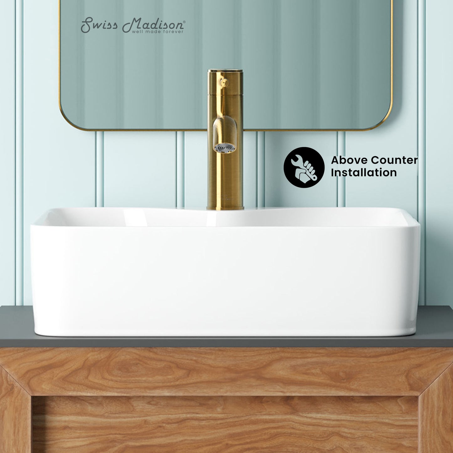 Swiss Madison, Rennes 19" Vessel Sink in Glossy White