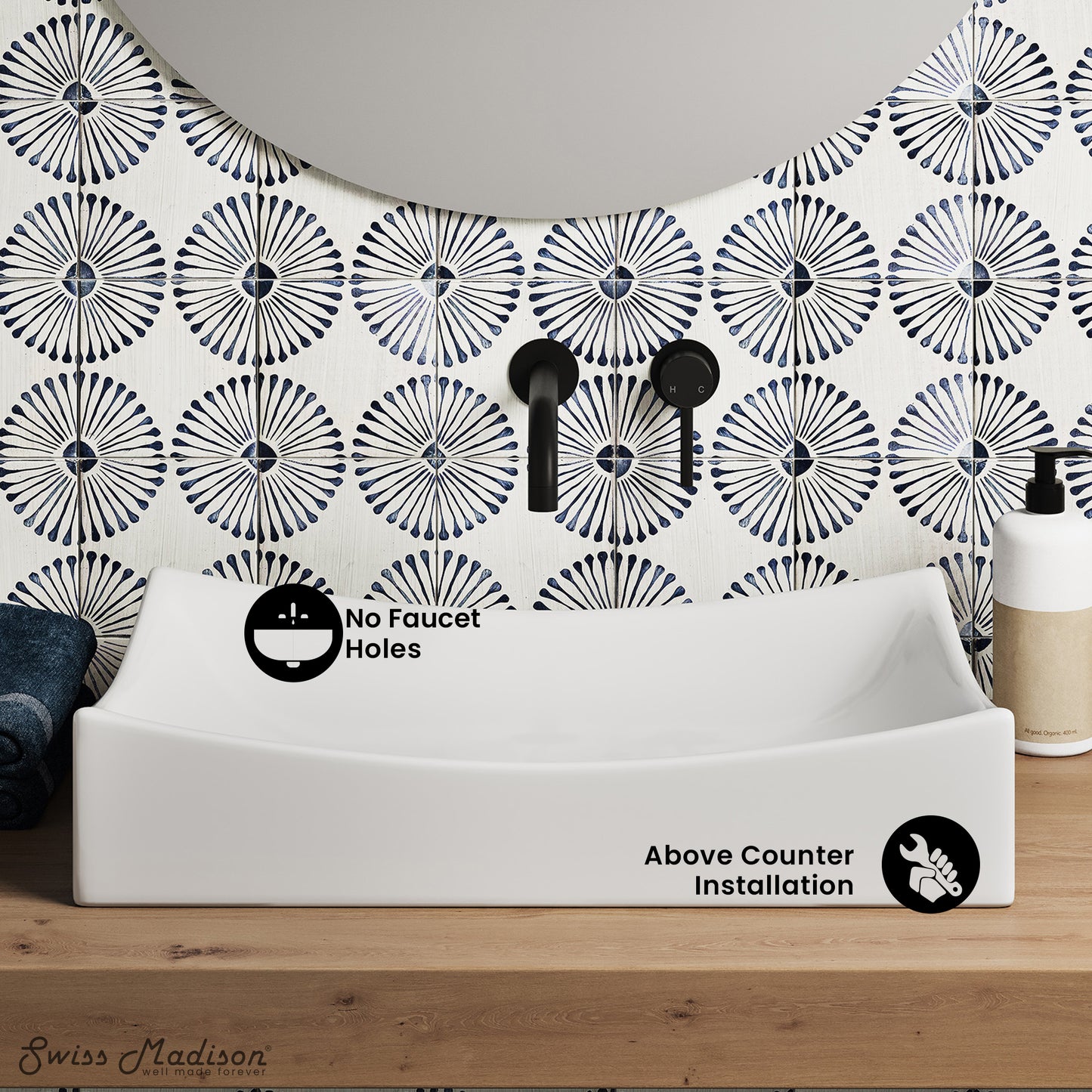 Swiss Madison, Marseille 25.5” Rectangle Vessel Bathroom Sink