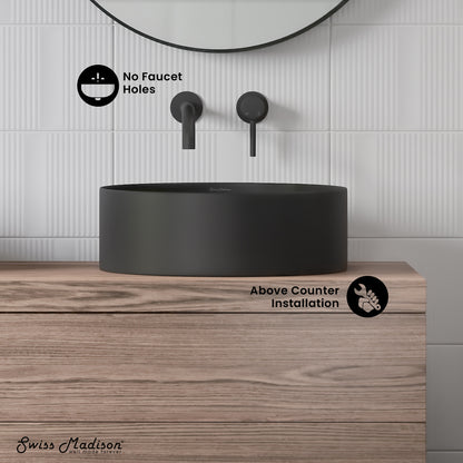 Swiss Madison, Beau 16.5" Round Vessel Bathroom Sink in Matte Black