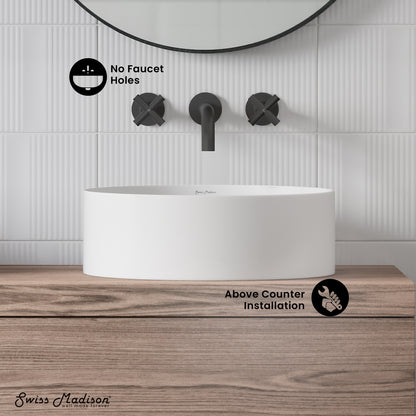 Swiss Madison, Beau 16.5" Round Vessel Bathroom Sink in Matte White