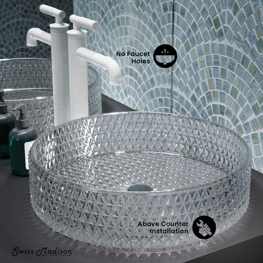 Swiss Madison, Cache 15.75" Round Glass Vessel Sink