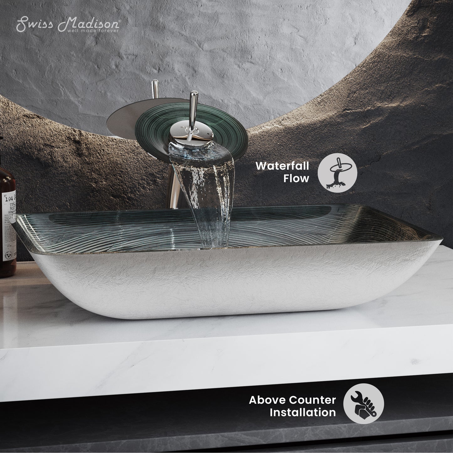 Swiss Madison Smoky Grey vessel bathroom vanity