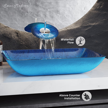 Swiss Madison Ocean Blue vessel bathroom vanity