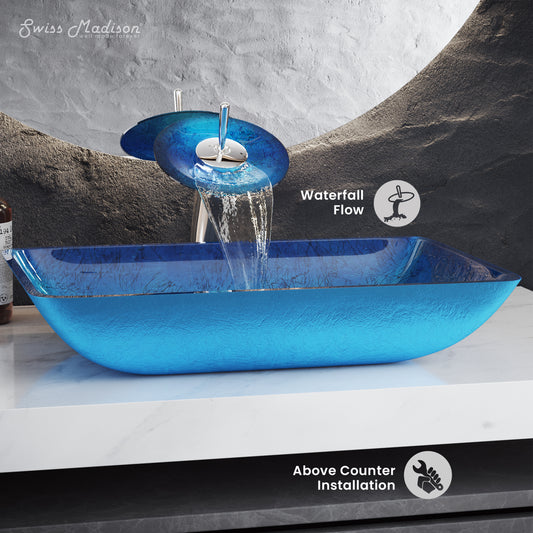 Swiss Madison Ocean Blue vessel bathroom vanity