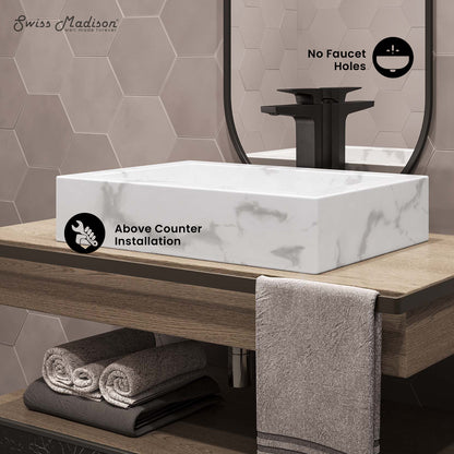 Swiss Madison, Voltaire 22" Ceramic Vessel Bathroom Sink in White Marble