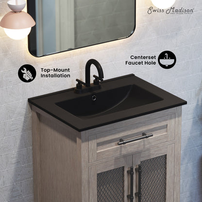 Swiss Madison, 24" 3-Hole Centerset Vanity Sink Top in Matte Black