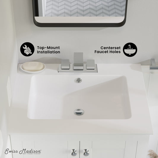 Swiss Madison, Voltaire 25 Vanity Top Sink with 3 Centerset Faucet Holes