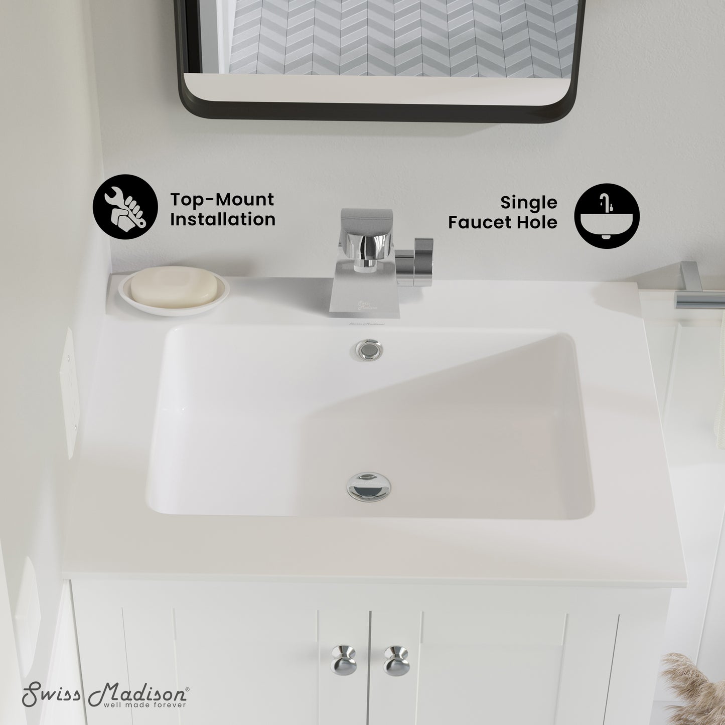 Swiss Madison, Voltaire 25 Vanity Top Sink with Single Faucet Hole