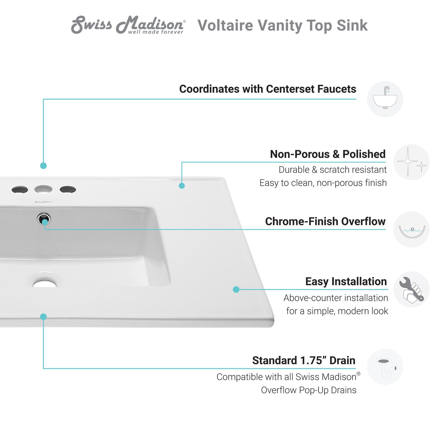 Swiss Madison Voltaire bathroom vanity — view 3