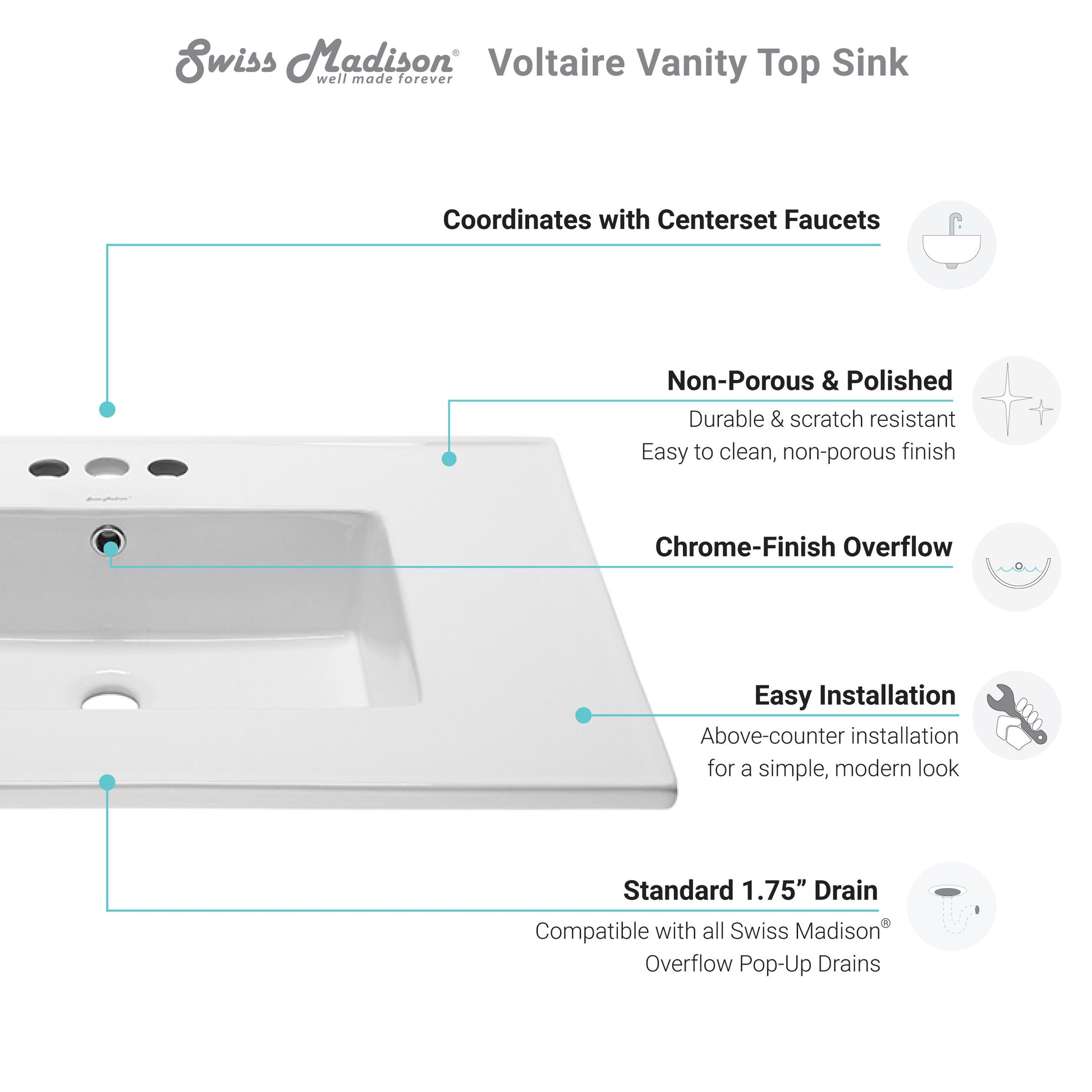 Swiss Madison Voltaire bathroom vanity — view 3