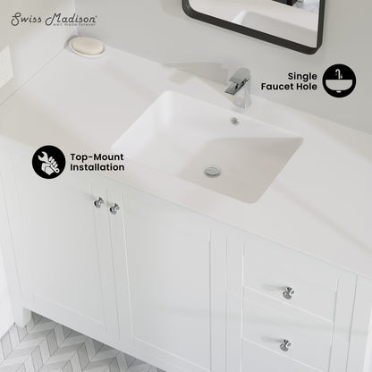 Swiss Madison, Voltaire 49 Vanity Top Sink with Single Faucet Hole
