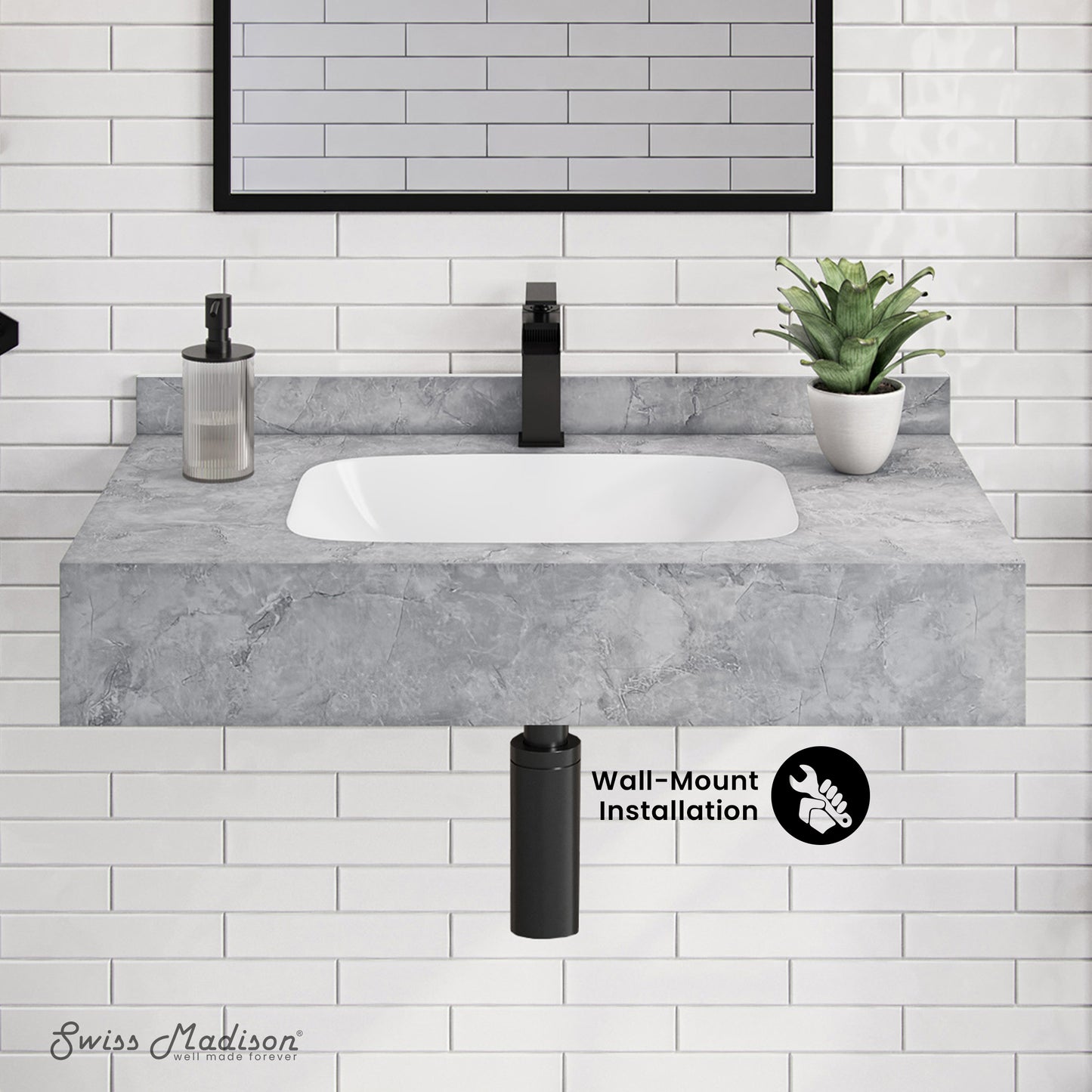 Swiss Madison Avancer 36-inch wall-mount bathroom vanity in Storm Grey