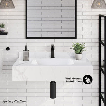 Swiss Madison, Avancer 36'' Wall Mount Sink In White Marble
