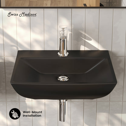 Swiss Madison, Sublime 18" Ceramic Wall Hung Sink in Matte Black