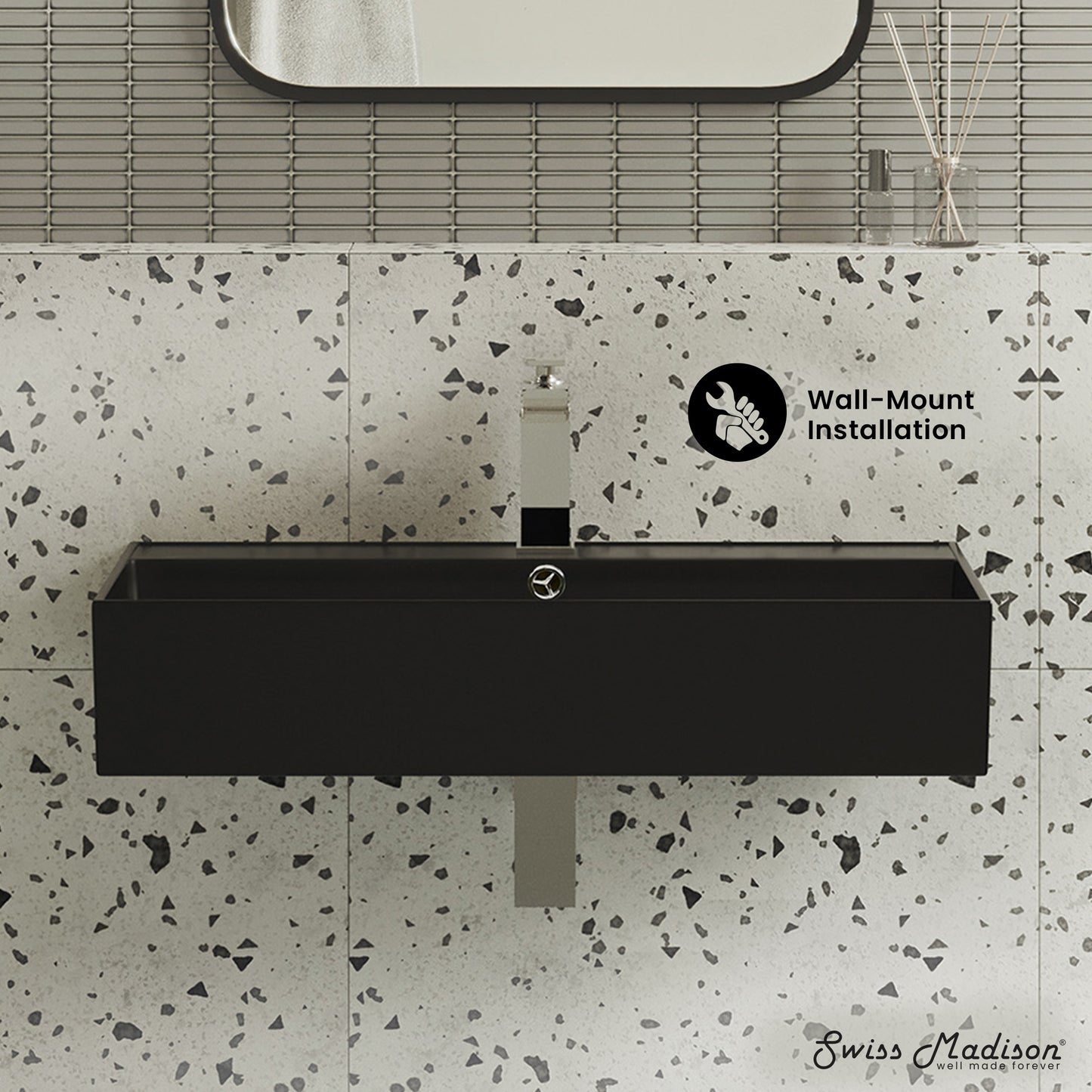 Swiss Madison, Claire 22" Rectangle Wall-Mount Bathroom Sink in Matte Black