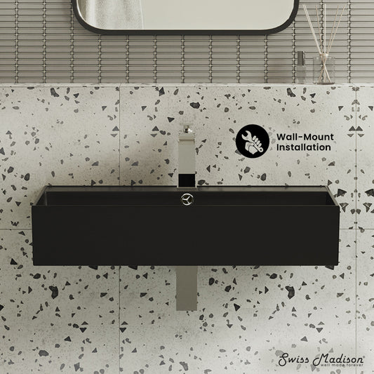 Swiss Madison, Claire 22" Rectangle Wall-Mount Bathroom Sink in Matte Black