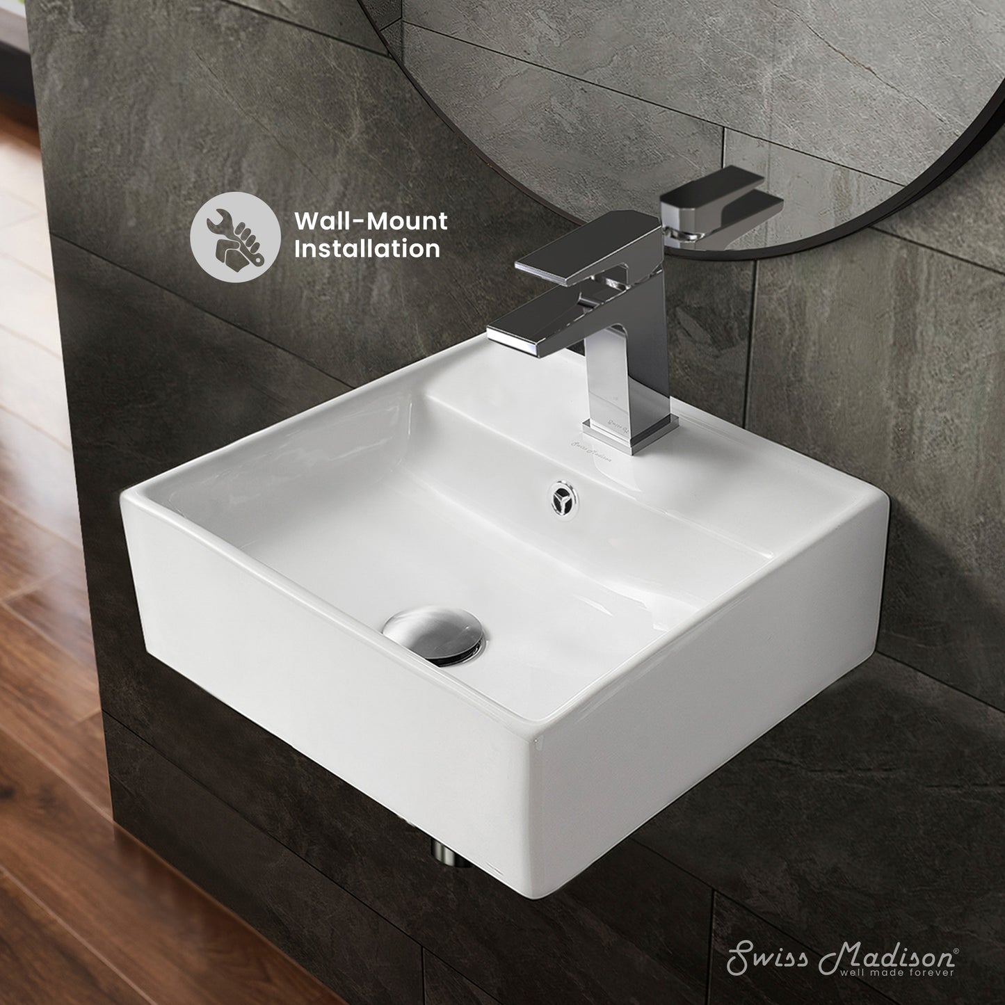 Swiss Madison, Claire Compact Ceramic Wall hung Sink