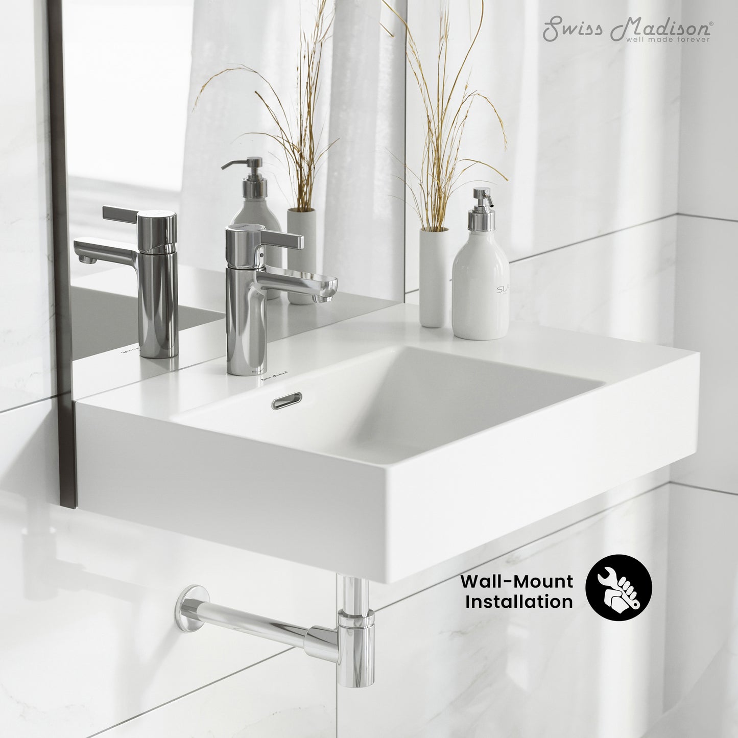 Swiss Madison, St. Tropez 24 x 18 Ceramic Wall Hung Sink with Left Side Faucet Mount