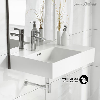 Swiss Madison, St. Tropez 24 x 18 Ceramic Wall Hung Sink with Left Side Faucet Mount
