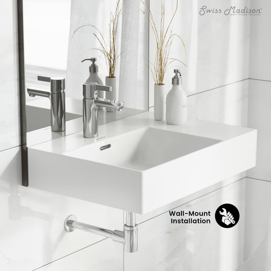 Swiss Madison, St. Tropez 24 x 18 Ceramic Wall Hung Sink with Left Side Faucet Mount
