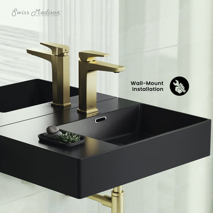 Swiss Madison, St. Tropez 24 x 18 Ceramic Wall Hung Sink with Right Side Mount, Matte Black